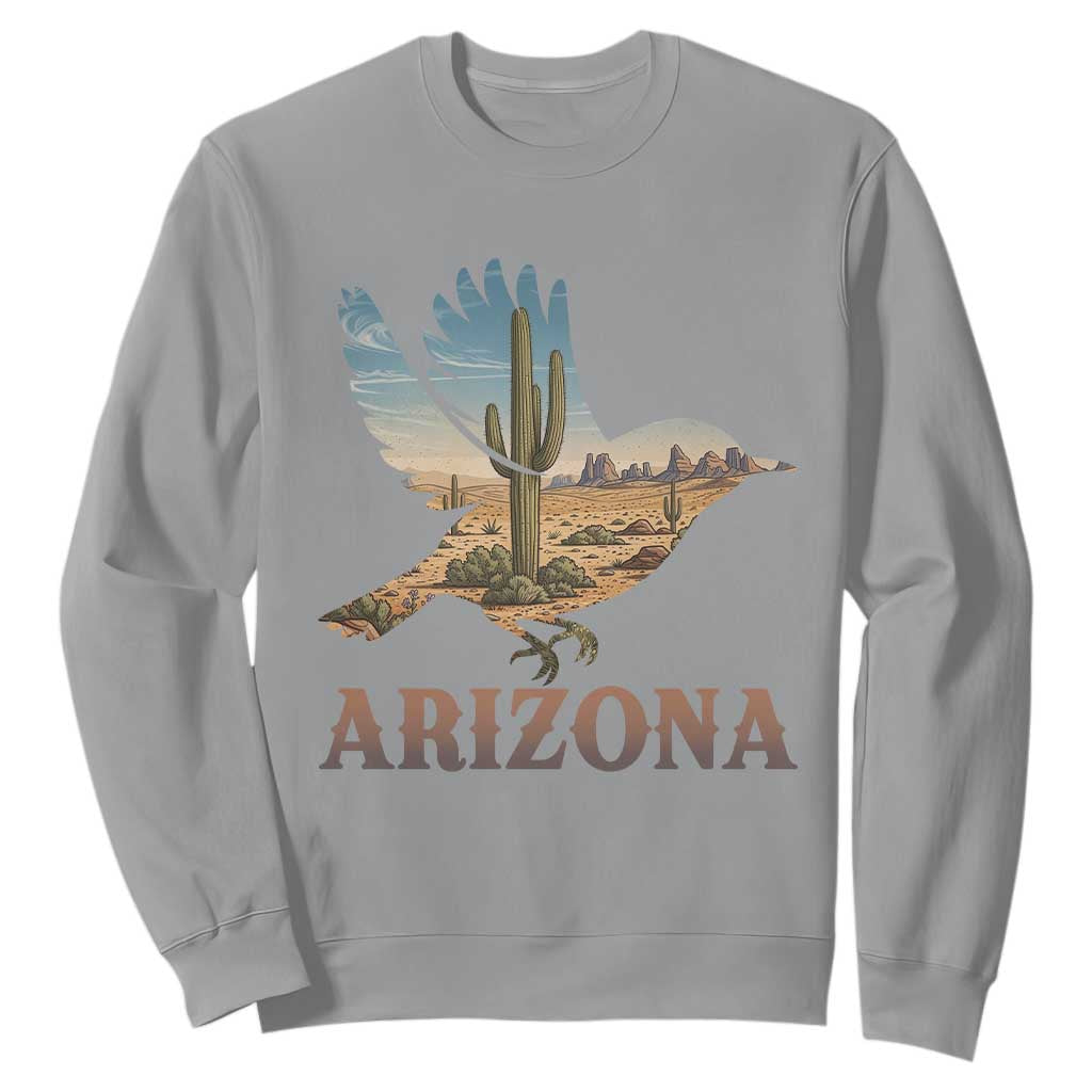 Arizona Desert Wren Bird Sweatshirt Cactus Landscape Rustic Western TS12 Sport Gray Print Your Wear