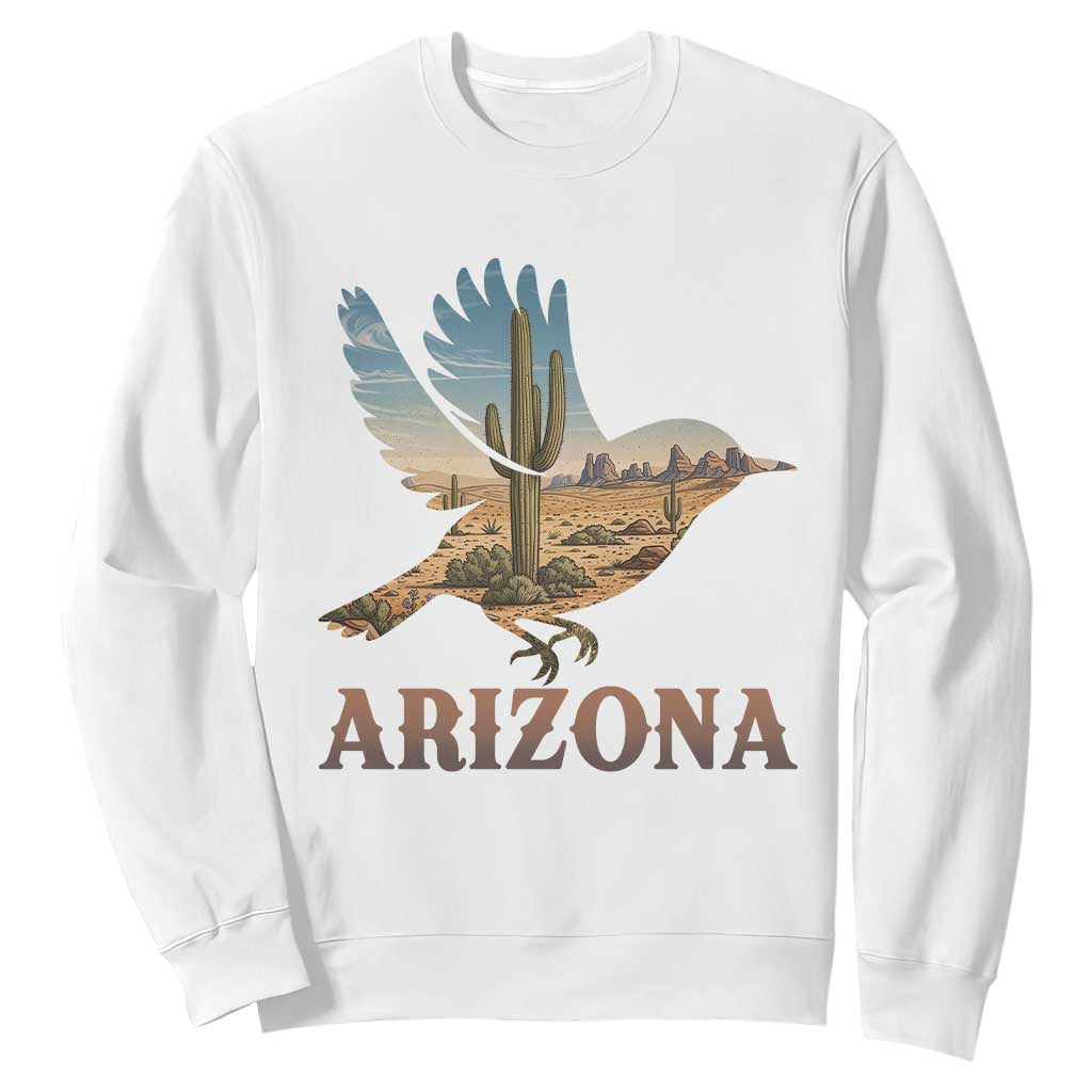 Arizona Desert Wren Bird Sweatshirt Cactus Landscape Rustic Western TS12 White Print Your Wear