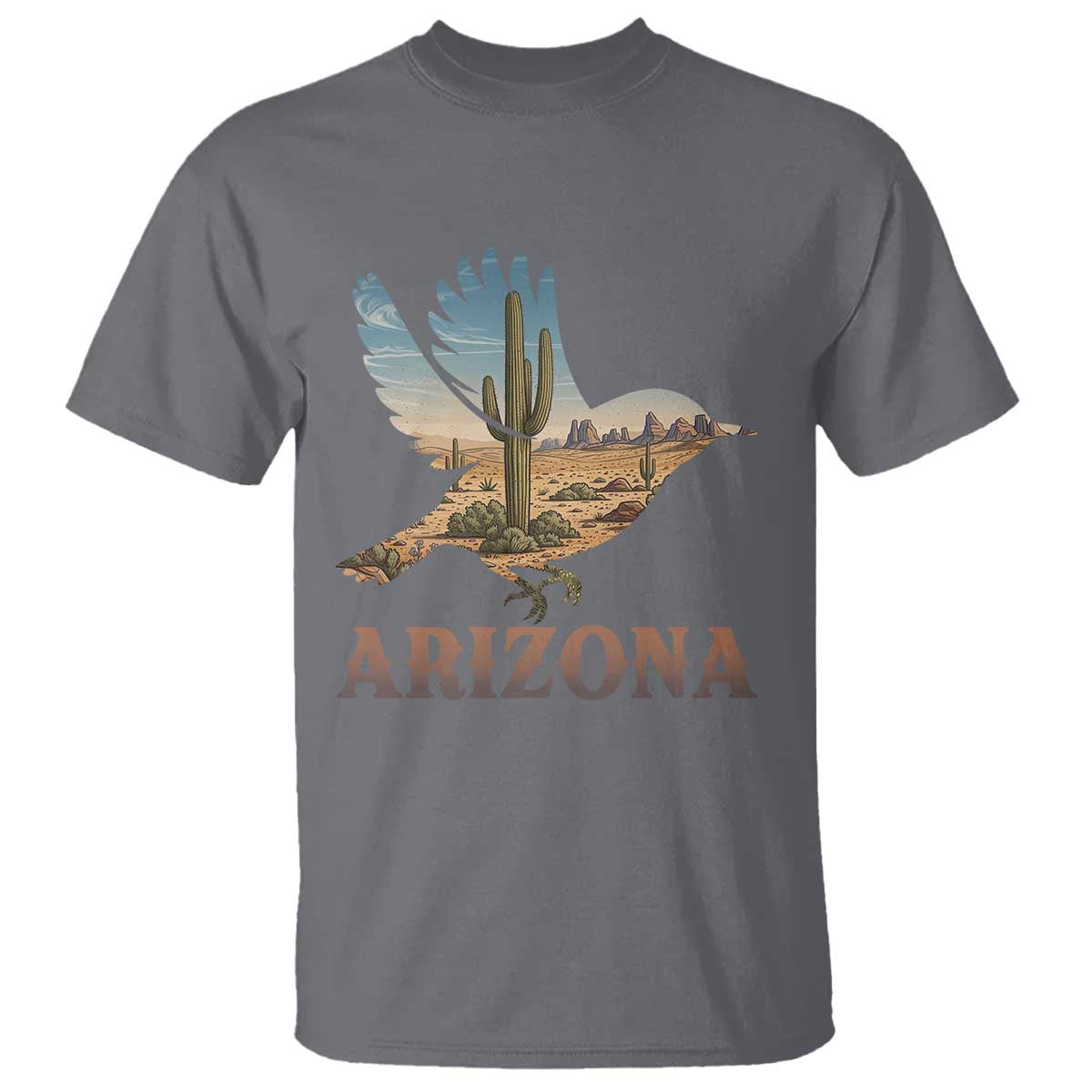 Arizona Desert Wren Bird T Shirt Cactus Landscape Rustic Western TS12 Charcoal Print Your Wear