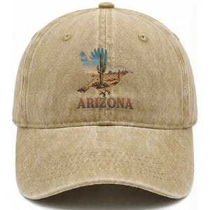 Arizona Desert Wren Bird Washed Cotton Baseball Cap Cactus Landscape Rustic Western TS12 Print Your Wear