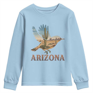 Arizona Desert Wren Bird Youth Sweatshirt Cactus Landscape Rustic Western TS12 Light Blue Print Your Wear
