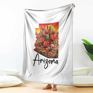 Arizona Map Blooming Cactus Flowers Gift Throw Blanket TS12 Print Your Wear
