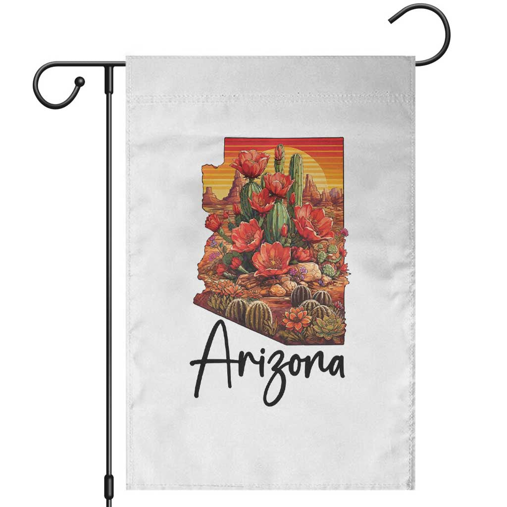 Arizona Map Blooming Cactus Flowers Gift Garden Flag TS12 White Print Your Wear