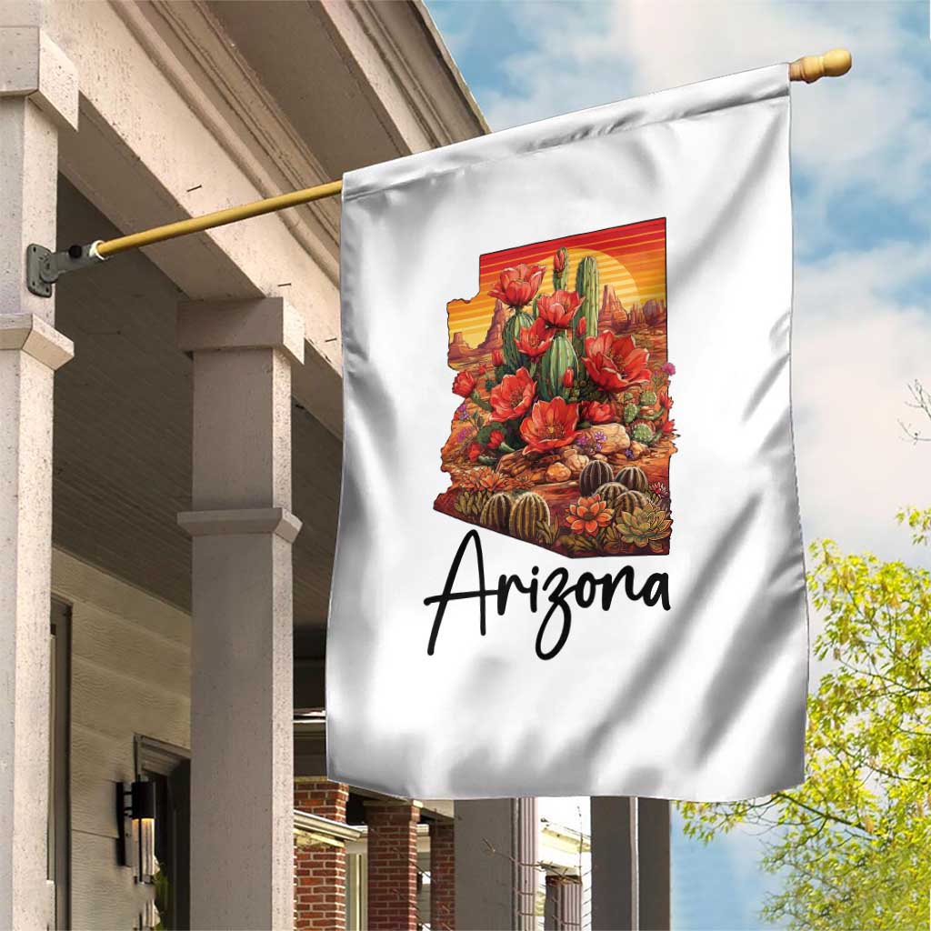 Arizona Map Blooming Cactus Flowers Gift Garden Flag TS12 Print Your Wear