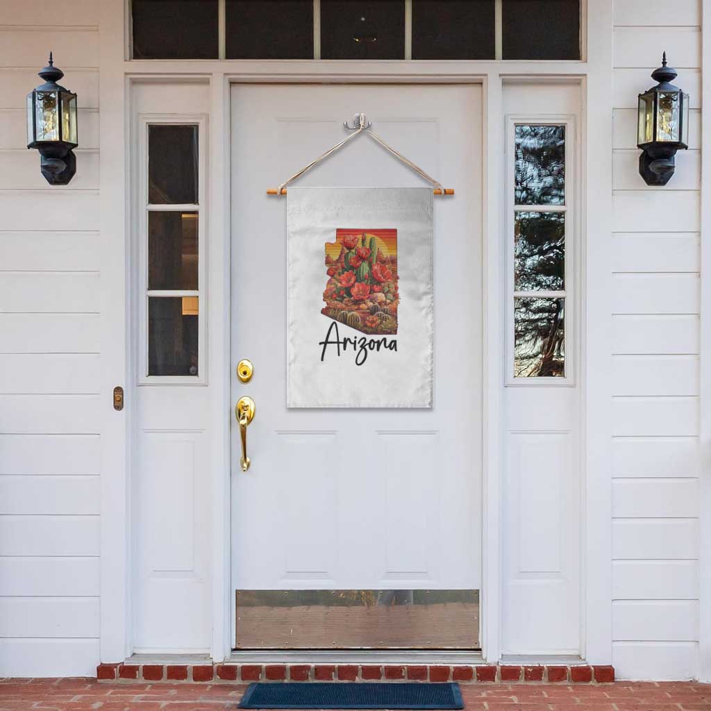 Arizona Map Blooming Cactus Flowers Gift Garden Flag TS12 Print Your Wear