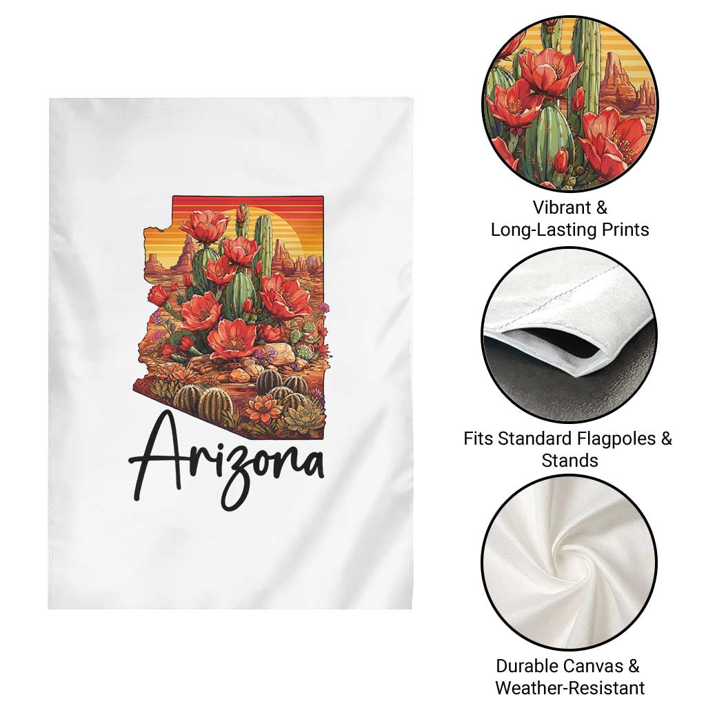 Arizona Map Blooming Cactus Flowers Gift Garden Flag TS12 Print Your Wear