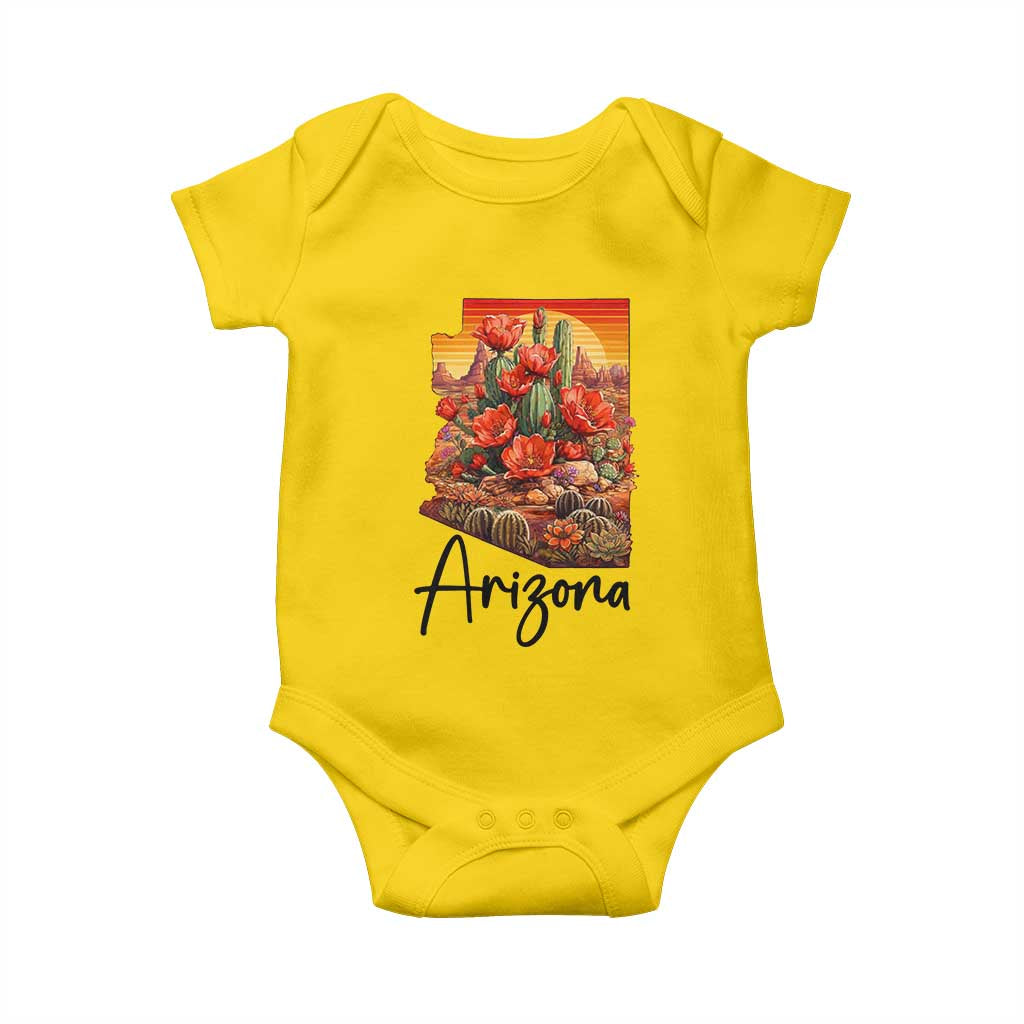 Arizona Map Blooming Cactus Flowers Gift Baby Onesie TS12 Daisy Print Your Wear