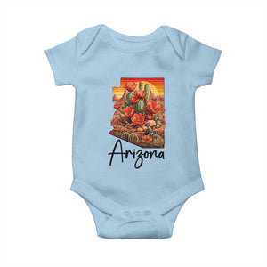Arizona Map Blooming Cactus Flowers Gift Baby Onesie TS12 Light Blue Print Your Wear
