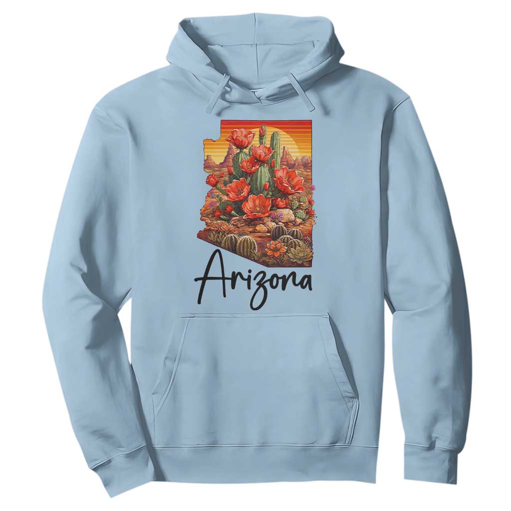 Arizona Map Blooming Cactus Flowers Gift Hoodie TS12 Light Blue Print Your Wear