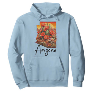 Arizona Map Blooming Cactus Flowers Gift Hoodie TS12 Light Blue Print Your Wear