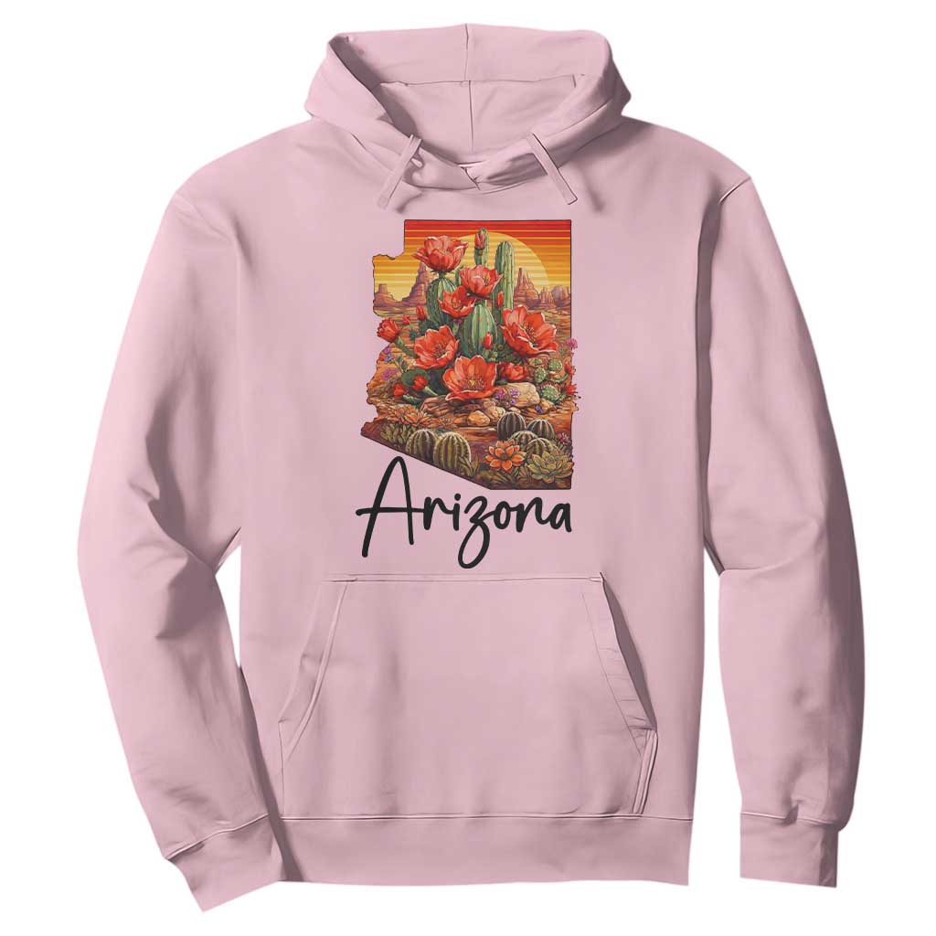 Arizona Map Blooming Cactus Flowers Gift Hoodie TS12 Light Pink Print Your Wear