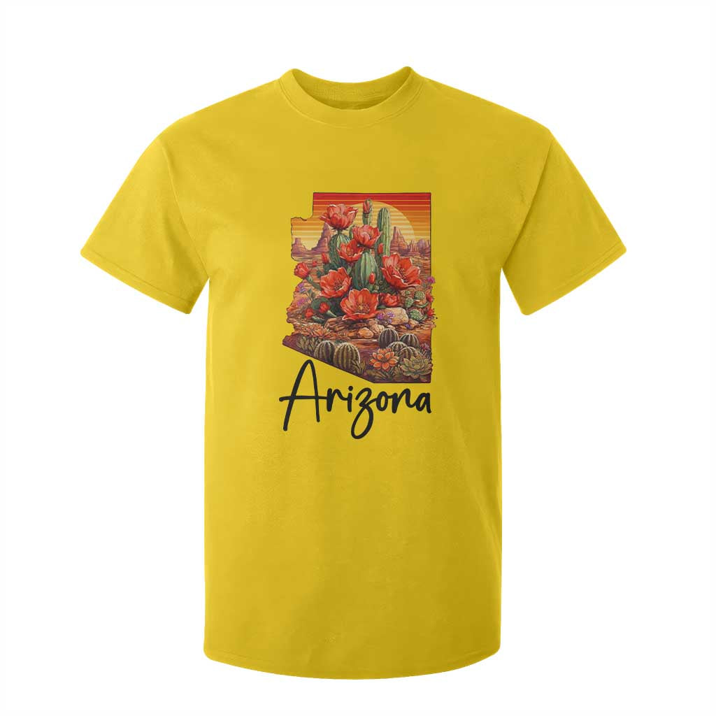 Arizona Map Blooming Cactus Flowers Gift T Shirt For Kid TS12 Daisy Print Your Wear