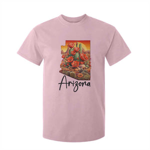 Arizona Map Blooming Cactus Flowers Gift T Shirt For Kid TS12 Light Pink Print Your Wear