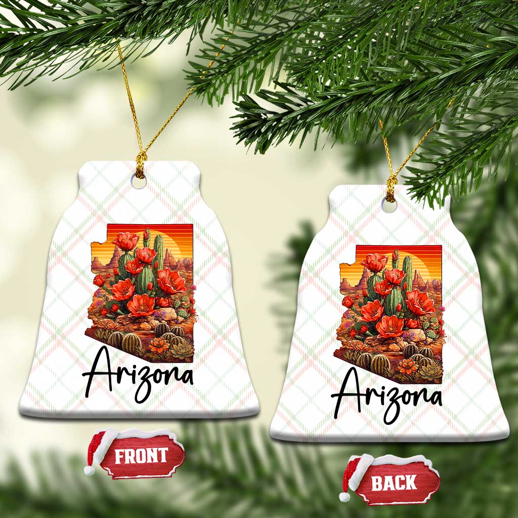 Arizona Map Blooming Cactus Flowers Gift Ceramic Ornament TS12 Print Your Wear