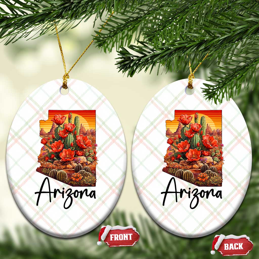 Arizona Map Blooming Cactus Flowers Gift Ceramic Ornament TS12 Print Your Wear