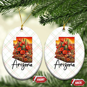 Arizona Map Blooming Cactus Flowers Gift Ceramic Ornament TS12 Print Your Wear