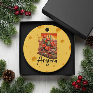 Arizona Map Blooming Cactus Flowers Gift Ceramic Ornament TS12 1pc Yellow Cheese Print Your Wear