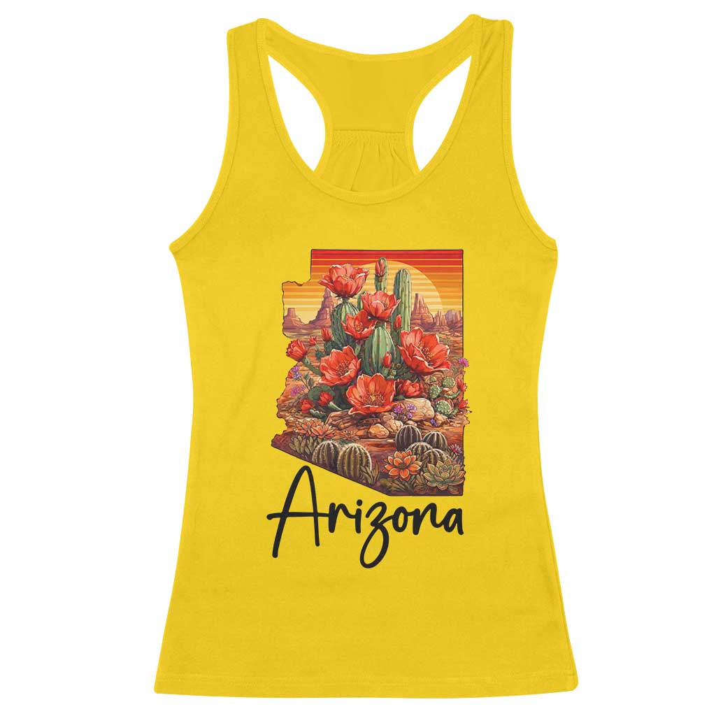 Arizona Map Blooming Cactus Flowers Gift Racerback Tank Top TS12 Daisy Print Your Wear