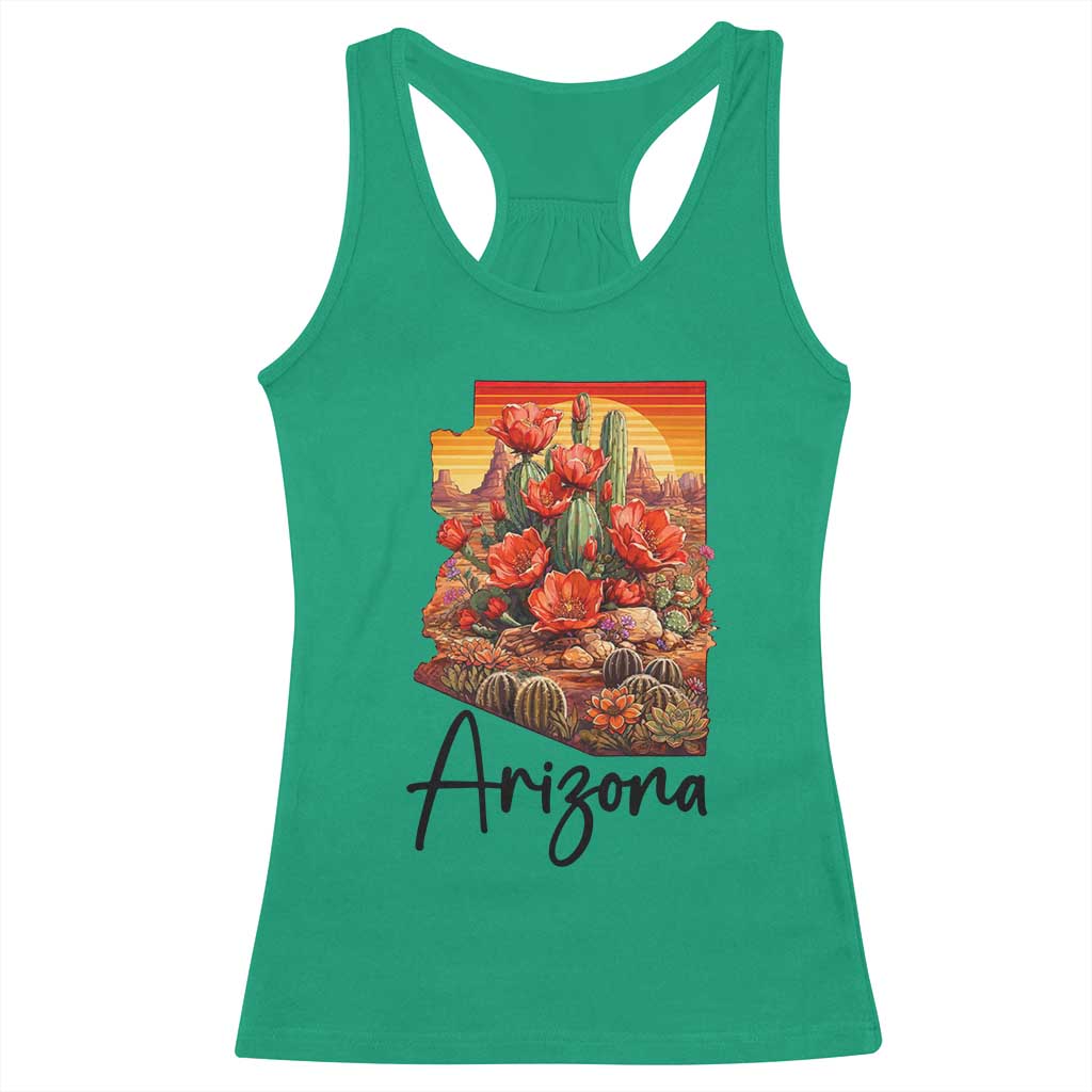 Arizona Map Blooming Cactus Flowers Gift Racerback Tank Top TS12 Irish Green Print Your Wear