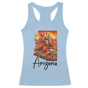Arizona Map Blooming Cactus Flowers Gift Racerback Tank Top TS12 Light Blue Print Your Wear