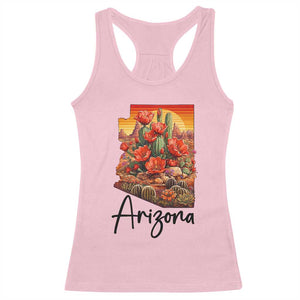 Arizona Map Blooming Cactus Flowers Gift Racerback Tank Top TS12 Light Pink Print Your Wear