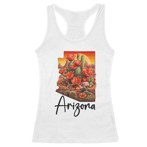 Arizona Map Blooming Cactus Flowers Gift Racerback Tank Top TS12 White Print Your Wear