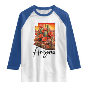 Arizona Map Blooming Cactus Flowers Gift Raglan Shirt TS12 White Royal Print Your Wear