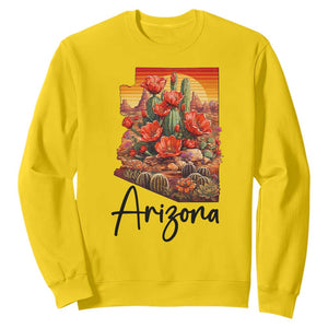 Arizona Map Blooming Cactus Flowers Gift Sweatshirt TS12 Daisy Print Your Wear