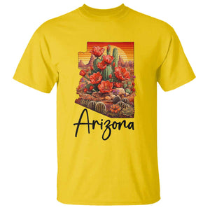Arizona Map Blooming Cactus Flowers Gift T Shirt TS12 Daisy Print Your Wear