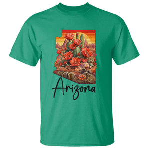 Arizona Map Blooming Cactus Flowers Gift T Shirt TS12 Irish Green Print Your Wear