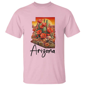 Arizona Map Blooming Cactus Flowers Gift T Shirt TS12 Light Pink Print Your Wear