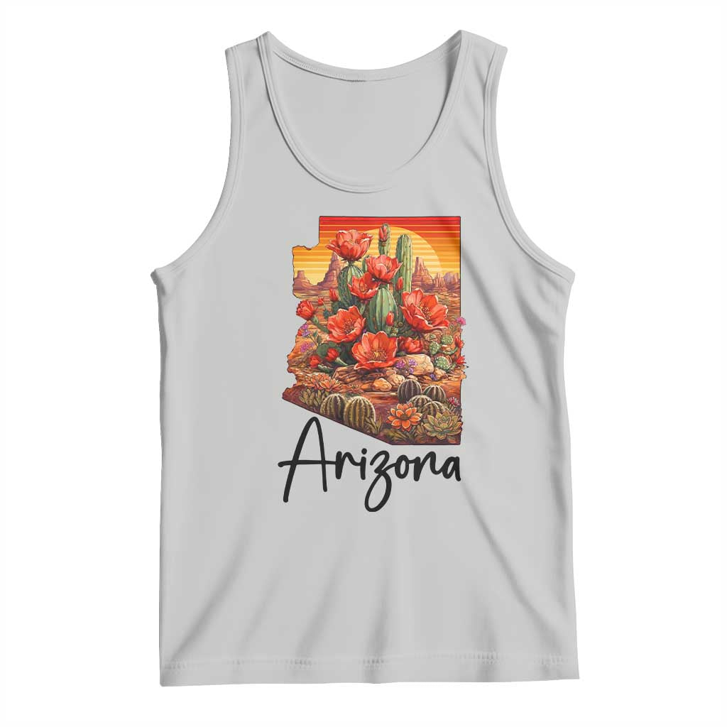 Arizona Map Blooming Cactus Flowers Gift Tank Top TS12 Ash Print Your Wear