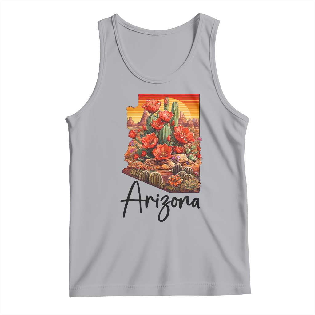 Arizona Map Blooming Cactus Flowers Gift Tank Top TS12 Athletic Heather Print Your Wear