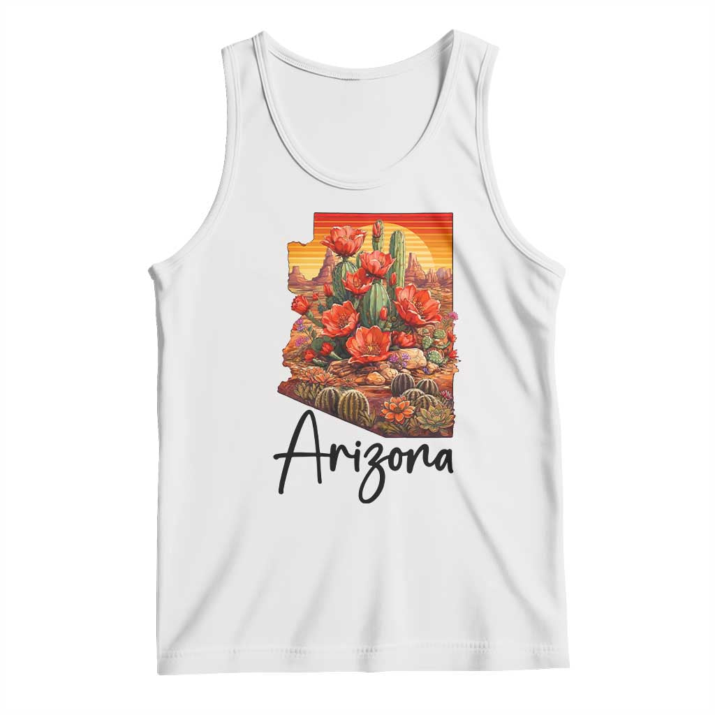 Arizona Map Blooming Cactus Flowers Gift Tank Top TS12 White Print Your Wear