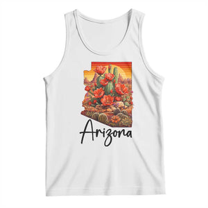 Arizona Map Blooming Cactus Flowers Gift Tank Top TS12 White Print Your Wear