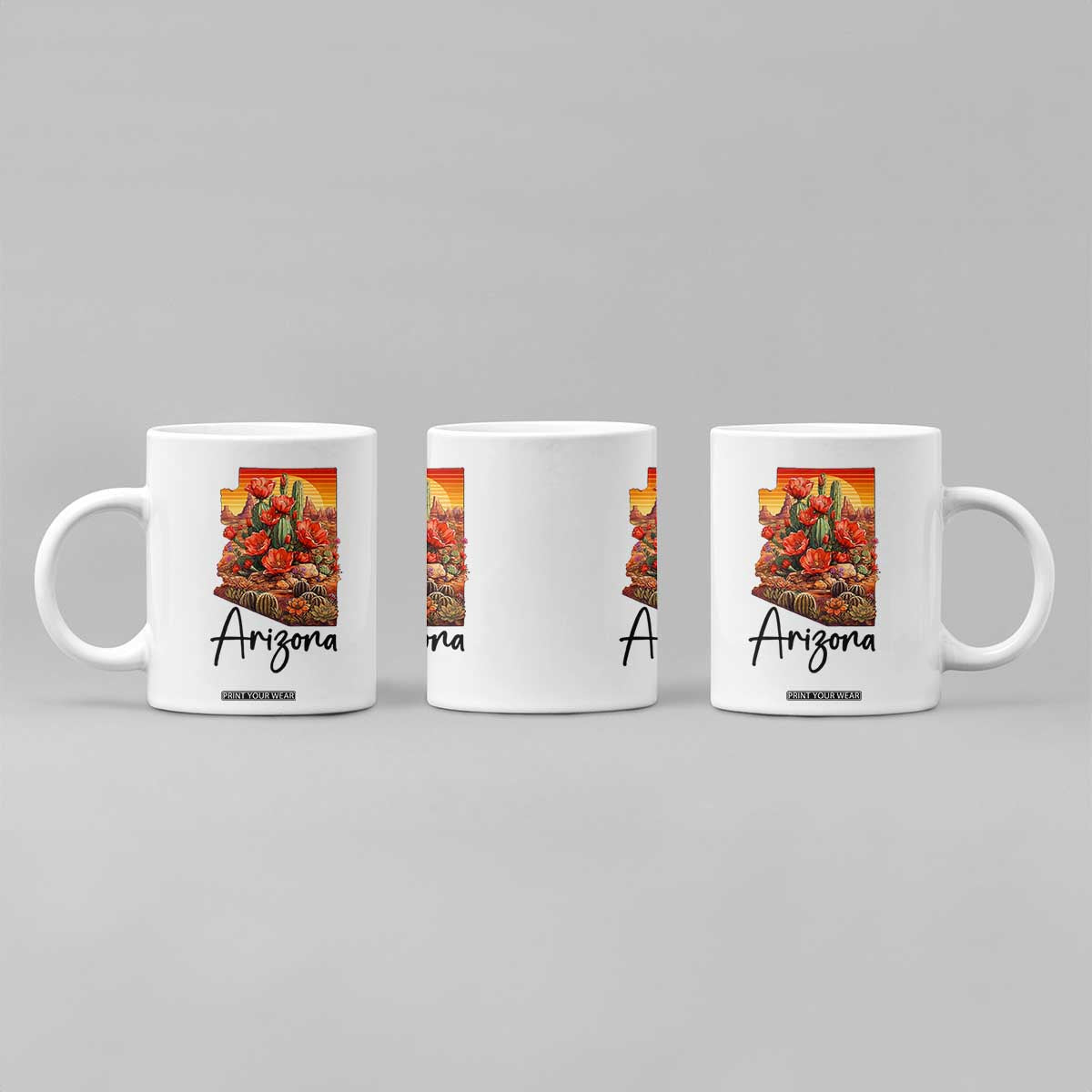 Arizona Map Blooming Cactus Flowers Gift Coffee Mug TS12 Print Your Wear