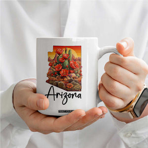 Arizona Map Blooming Cactus Flowers Gift Coffee Mug TS12 Print Your Wear