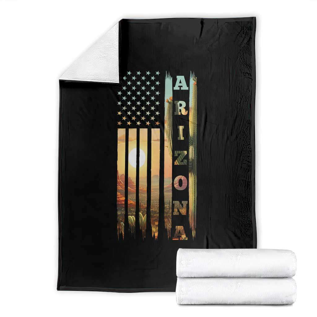 Patriotic Arizona State Flag Throw Blanket Southwest Landscape Gift TS12 Black Print Your Wear