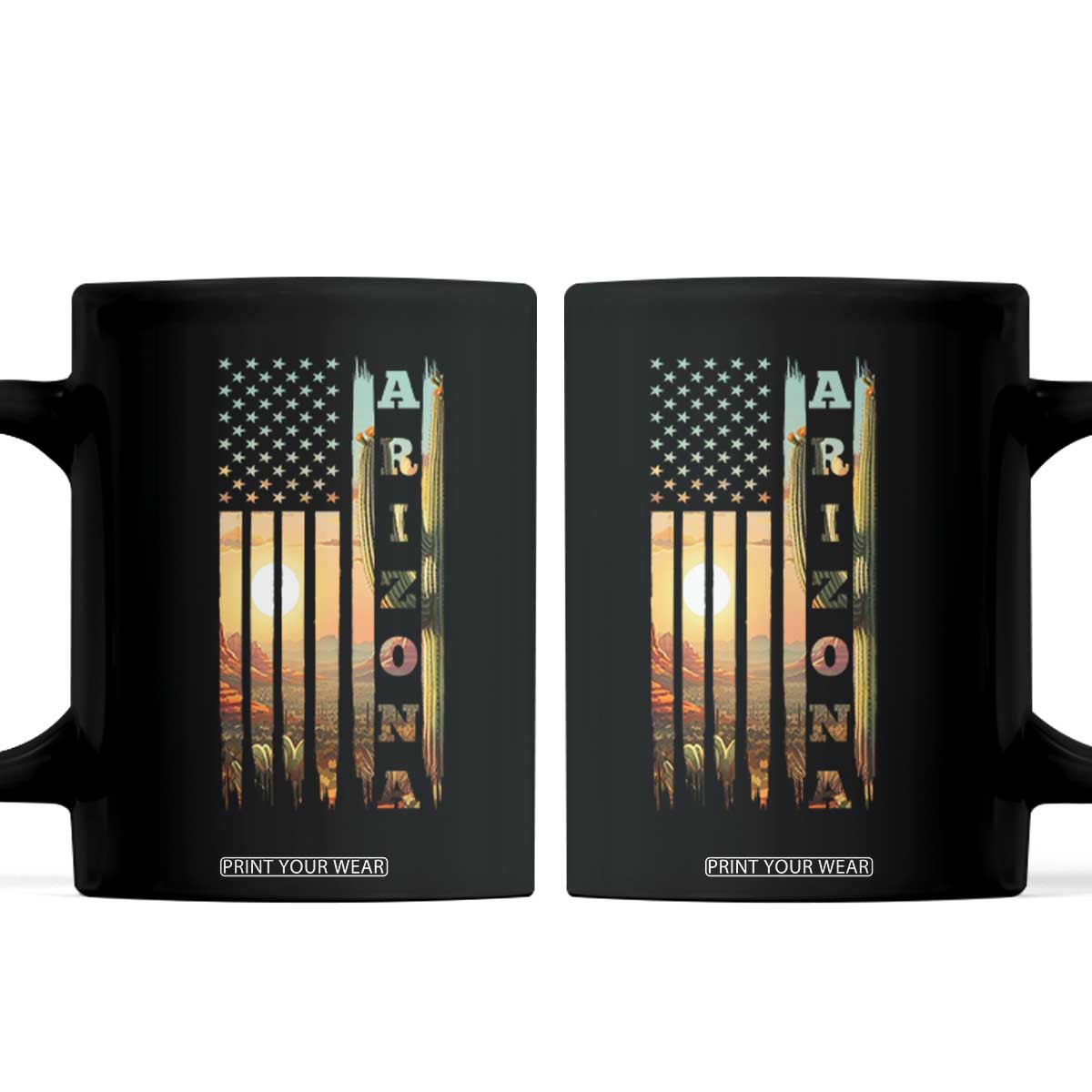 Patriotic Arizona State Flag Coffee Mug Southwest Landscape Gift TS12 Black Print Your Wear