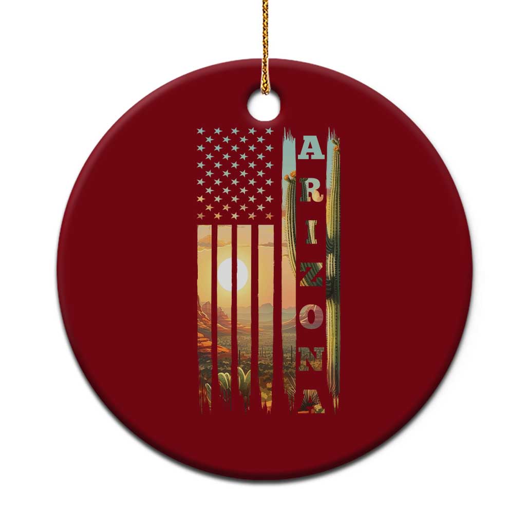 Patriotic Arizona State Flag Ceramic Ornament Southwest Landscape Gift TS12 1pc Red Print Your Wear