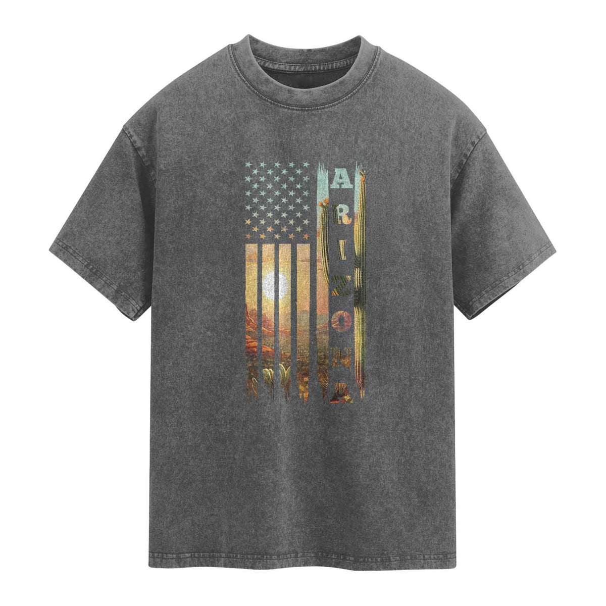 Patriotic Arizona State Flag Washed Cotton T-Shirt Southwest Landscape Gift