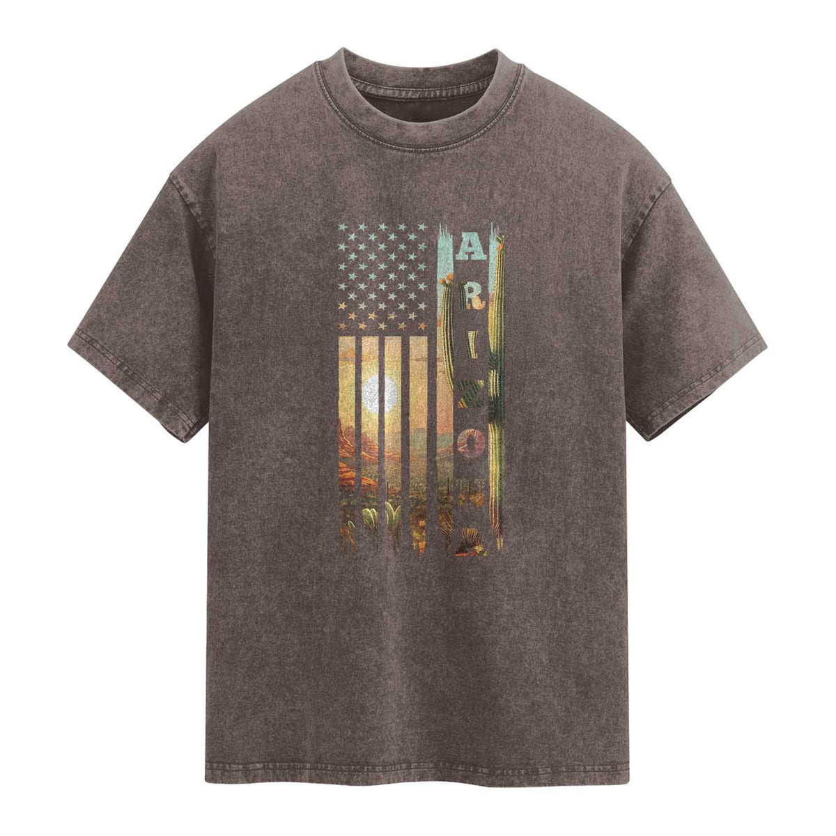 Patriotic Arizona State Flag Washed Cotton T-Shirt Southwest Landscape Gift