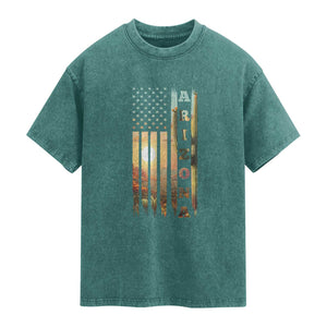 Patriotic Arizona State Flag Washed Cotton T-Shirt Southwest Landscape Gift