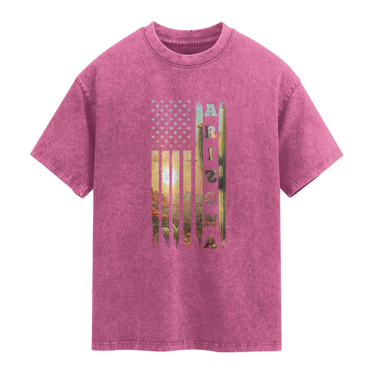 Patriotic Arizona State Flag Washed Cotton T-Shirt Southwest Landscape Gift