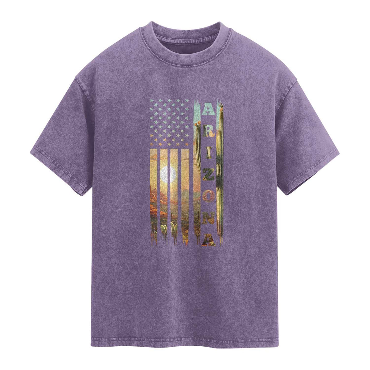 Patriotic Arizona State Flag Washed Cotton T-Shirt Southwest Landscape Gift