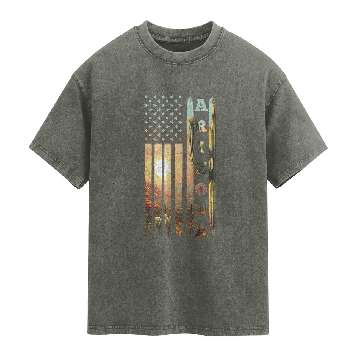 Patriotic Arizona State Flag Washed Cotton T-Shirt Southwest Landscape Gift