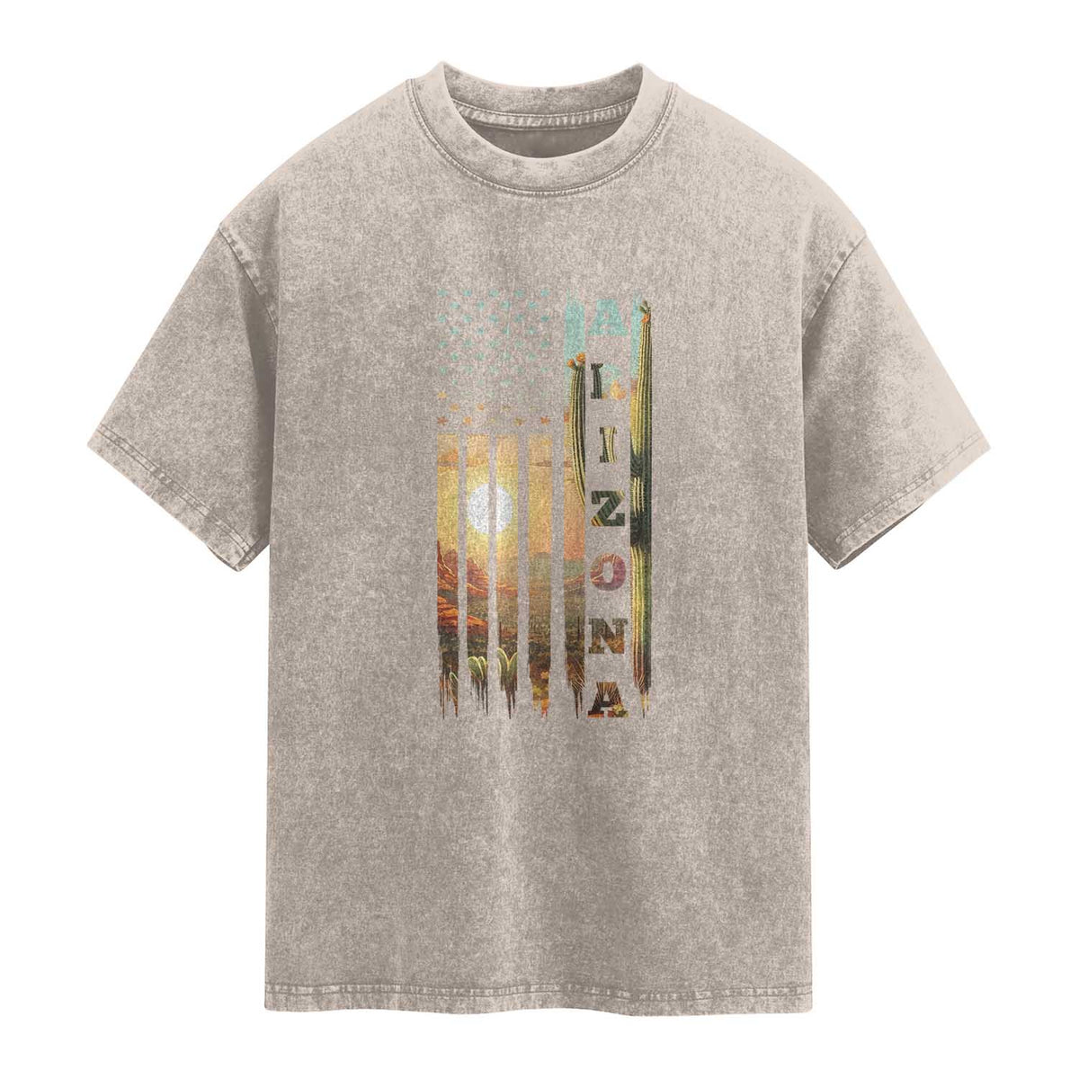Patriotic Arizona State Flag Washed Cotton T-Shirt Southwest Landscape Gift