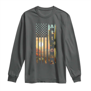 Patriotic Arizona State Flag Long Sleeve Shirt Southwest Landscape Gift TS12 Dark Heather Print Your Wear