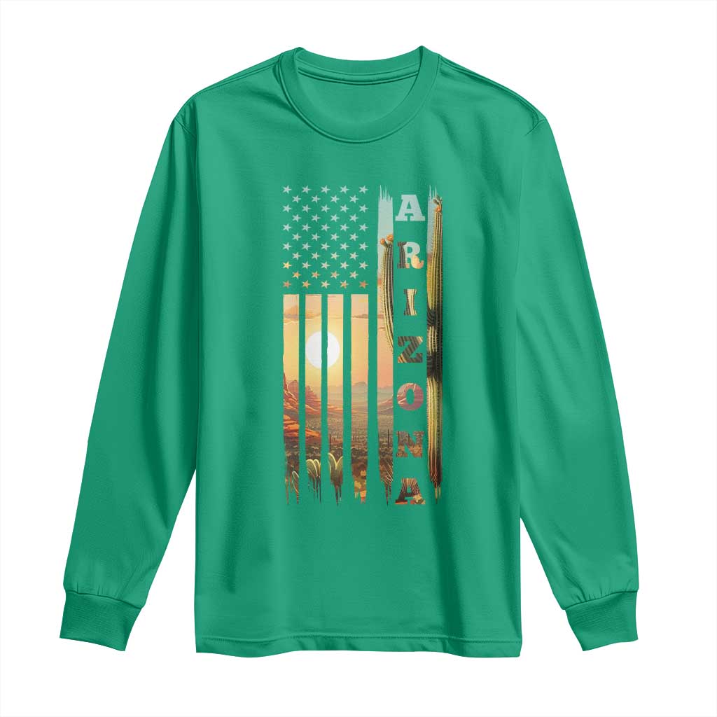 Patriotic Arizona State Flag Long Sleeve Shirt Southwest Landscape Gift TS12 Irish Green Print Your Wear
