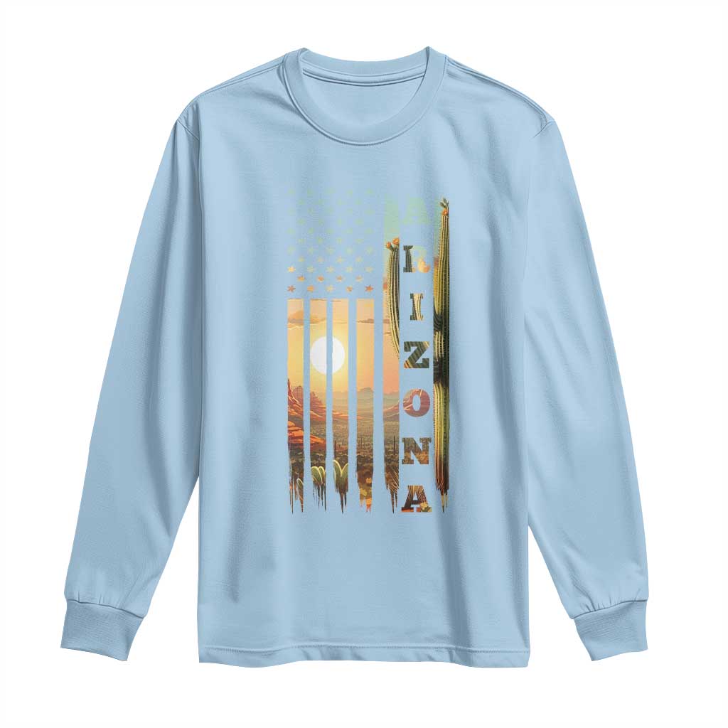 Patriotic Arizona State Flag Long Sleeve Shirt Southwest Landscape Gift TS12 Light Blue Print Your Wear